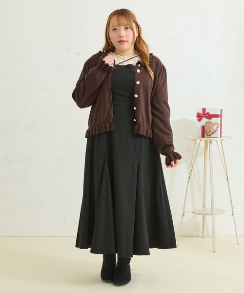 Louiosy(ルオシー)の「【Louiosy】【大きいサイズ】ビジューボタンフリルニットカーディガン(カーディガン/ボレロ・レディース・ダークブラウン/ミント・4L/3L/X-LARGE)」の8枚目の写真