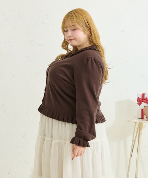 Louiosy(ルオシー)の「【Louiosy】【大きいサイズ】ビジューボタンフリルニットカーディガン(カーディガン/ボレロ・レディース・ダークブラウン/ミント・4L/3L/X-LARGE)」の19枚目の写真