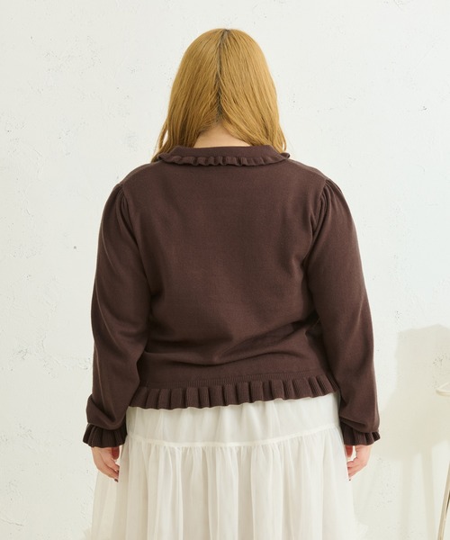 Louiosy(ルオシー)の「【Louiosy】【大きいサイズ】ビジューボタンフリルニットカーディガン(カーディガン/ボレロ・レディース・ダークブラウン/ミント・4L/3L/X-LARGE)」の20枚目の写真
