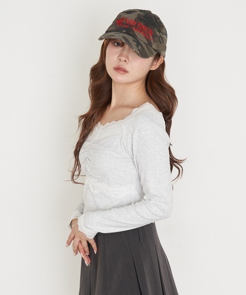 RAY CASSIN（レイカズン）の「パット付きレースロンT（Tシャツ/カットソー・レディース・ホワイト系その他/ブラック系その他2/ホワイト系その他2/チャコールグレー/グレー系その他2・FREE）」の15枚目の写真