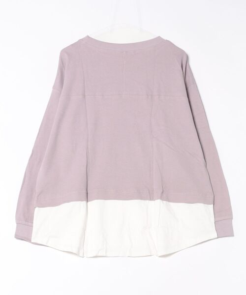 RCD（アールシーディー）の「ワッフル裾切り替え長袖Tシャツ（Tシャツ/カットソー・レディース・チャコールグレー/ブラック/カーキ/ブラウン/パープル・M-L/4L～5L/LL～3L）」の20枚目の写真
