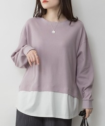 ワッフル裾切り替え長袖Tシャツ