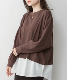ワッフル裾切り替え長袖Tシャツ