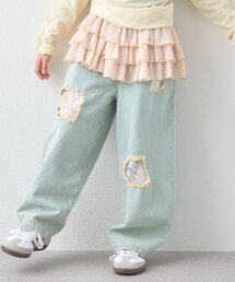 CIAOPANIC TYPY | 【KIDS】《ジュニアサイズあり》レースパッチワークデニム(ウエスト調整可能)(デニムパンツ)