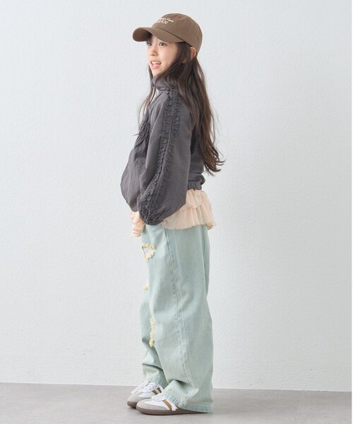 CIAOPANIC TYPY（チャオパニックティピー）の「【KIDS】《ジュニアサイズあり》レースパッチワークデニム(ウエスト調整可能)（デニムパンツ・キッズ・サックスブルー/ブラック・XX-LARGE/SMALL/LARGE/MEDIUM/X-LARGE）」の8枚目の写真