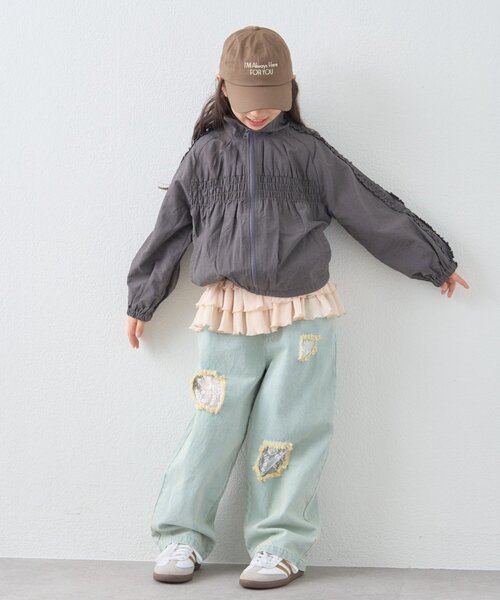 CIAOPANIC TYPY（チャオパニックティピー）の「【KIDS】《ジュニアサイズあり》レースパッチワークデニム(ウエスト調整可能)（デニムパンツ・キッズ・サックスブルー/ブラック・XX-LARGE/SMALL/LARGE/MEDIUM/X-LARGE）」の9枚目の写真