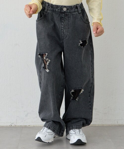 CIAOPANIC TYPY（チャオパニックティピー）の「【KIDS】《ジュニアサイズあり》レースパッチワークデニム(ウエスト調整可能)（デニムパンツ・キッズ・サックスブルー/ブラック・XX-LARGE/SMALL/LARGE/MEDIUM/X-LARGE）」の10枚目の写真
