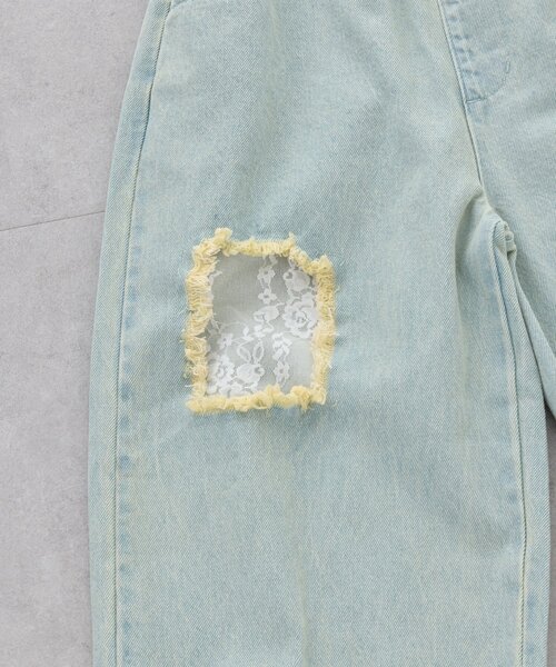 CIAOPANIC TYPY（チャオパニックティピー）の「【KIDS】《ジュニアサイズあり》レースパッチワークデニム(ウエスト調整可能)（デニムパンツ・キッズ・サックスブルー/ブラック・XX-LARGE/SMALL/LARGE/MEDIUM/X-LARGE）」の18枚目の写真