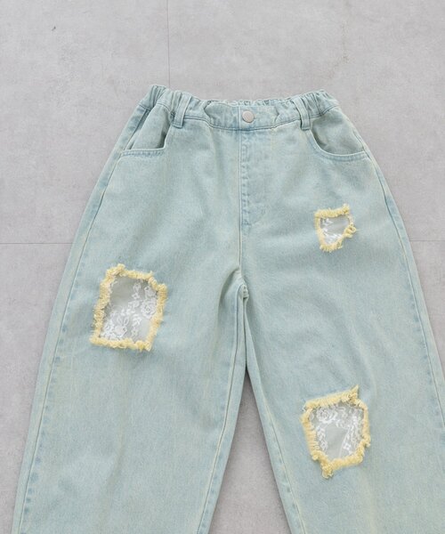 CIAOPANIC TYPY（チャオパニックティピー）の「【KIDS】《ジュニアサイズあり》レースパッチワークデニム(ウエスト調整可能)（デニムパンツ・キッズ・サックスブルー/ブラック・XX-LARGE/SMALL/LARGE/MEDIUM/X-LARGE）」の19枚目の写真
