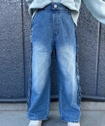 Right-on | 【VIVIAN BLUE】デニムサイドフリルワイドパンツ (キッズ/通園通学/プレイウェア)(デニムパンツ)