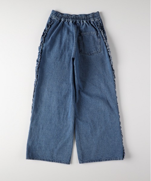 Right-on（ライトオン）の「【VIVIAN BLUE】デニムサイドフリルワイドパンツ (キッズ/通園通学/プレイウェア)（デニムパンツ・キッズ・ロイヤルブルー・110/160/150/140/130/120）」の4枚目の写真