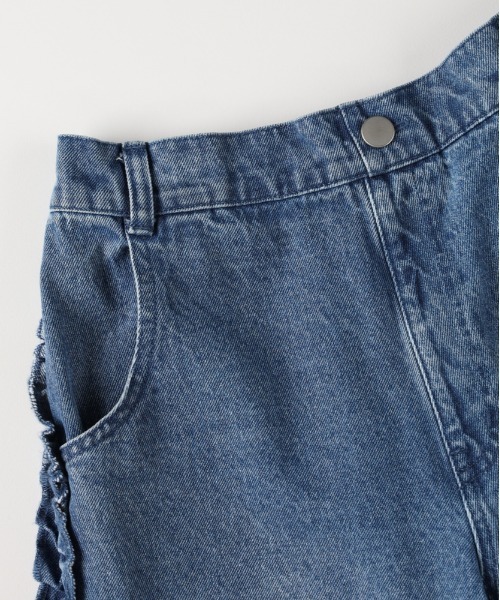 Right-on（ライトオン）の「【VIVIAN BLUE】デニムサイドフリルワイドパンツ (キッズ/通園通学/プレイウェア)（デニムパンツ・キッズ・ロイヤルブルー・110/160/150/140/130/120）」の5枚目の写真