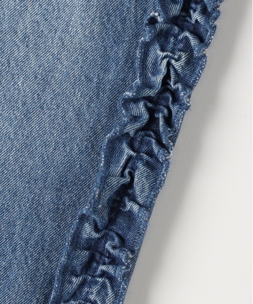 Right-on（ライトオン）の「【VIVIAN BLUE】デニムサイドフリルワイドパンツ (キッズ/通園通学/プレイウェア)（デニムパンツ・キッズ・ロイヤルブルー・110/160/150/140/130/120）」の7枚目の写真