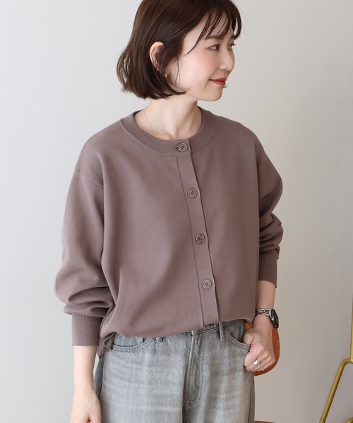 AMERICAN HOLIC(アメリカンホリック)の「クルーネックニットカーディガン(カーディガン/ボレロ・レディース・アイボリー/ブラック/グレイッシュベージュ/ライトブルー・L/M)」の1枚目の写真