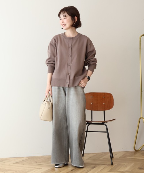 AMERICAN HOLIC(アメリカンホリック)の「クルーネックニットカーディガン(カーディガン/ボレロ・レディース・アイボリー/ブラック/グレイッシュベージュ/ライトブルー・L/M)」の5枚目の写真