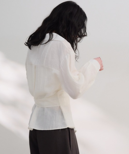 Shelly island(シェリーアイランド)の「ウエストマークスキッパーブラウス(シャツ/ブラウス・レディース・ホワイト/ベージュ/ネイビー・FREE)」の8枚目の写真