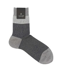 LANVIN collection（ランバン コレクション）の「LANVIN COLLECTION 抗菌防臭 ハイゲージ 千鳥格子 ミドルソックス 02412145（ソックス/靴下）」