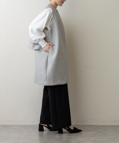 Sono(ソーノ)の「【新作2/20発売】【SONO/ソーノ】【SONO NAVY/ソーノネイビー】マシュマロホイップ・ロングジレ(ノーカラージャケット・レディース・グレー系その他/ネイビー・F)」の2枚目の写真