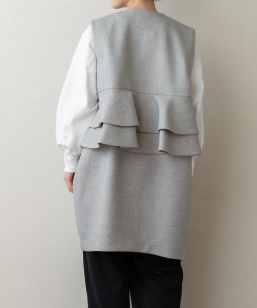 Sono(ソーノ)の「【新作2/20発売】【SONO/ソーノ】【SONO NAVY/ソーノネイビー】マシュマロホイップ・ロングジレ(ノーカラージャケット・レディース・グレー系その他/ネイビー・F)」の6枚目の写真