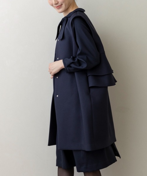 Sono(ソーノ)の「【新作2/20発売】【SONO/ソーノ】【SONO NAVY/ソーノネイビー】マシュマロホイップ・ロングジレ(ノーカラージャケット・レディース・グレー系その他/ネイビー・F)」の9枚目の写真