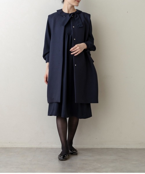 Sono(ソーノ)の「【新作2/20発売】【SONO/ソーノ】【SONO NAVY/ソーノネイビー】マシュマロホイップ・ロングジレ(ノーカラージャケット・レディース・グレー系その他/ネイビー・F)」の11枚目の写真