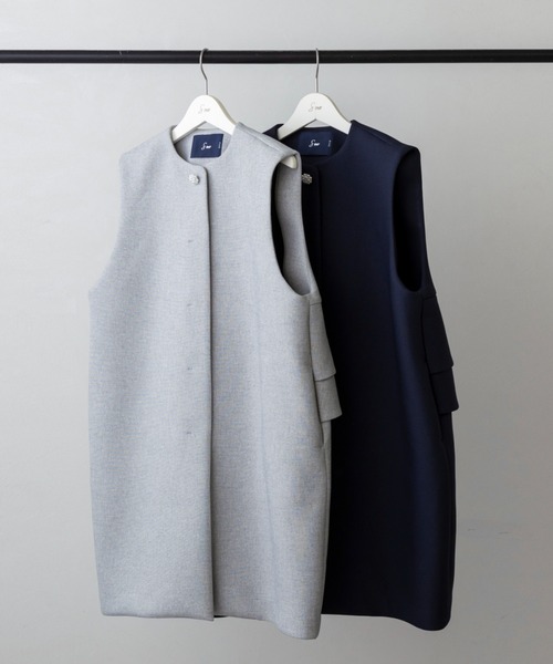 Sono(ソーノ)の「【新作2/20発売】【SONO/ソーノ】【SONO NAVY/ソーノネイビー】マシュマロホイップ・ロングジレ(ノーカラージャケット・レディース・グレー系その他/ネイビー・F)」の12枚目の写真