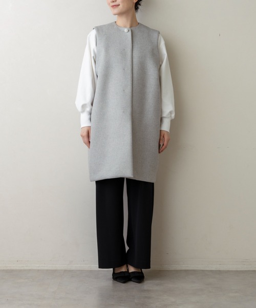 Sono(ソーノ)の「【新作2/20発売】【SONO/ソーノ】【SONO NAVY/ソーノネイビー】マシュマロホイップ・ロングジレ(ノーカラージャケット・レディース・グレー系その他/ネイビー・F)」の13枚目の写真