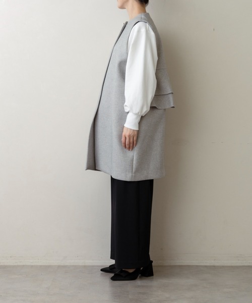 Sono(ソーノ)の「【新作2/20発売】【SONO/ソーノ】【SONO NAVY/ソーノネイビー】マシュマロホイップ・ロングジレ(ノーカラージャケット・レディース・グレー系その他/ネイビー・F)」の14枚目の写真