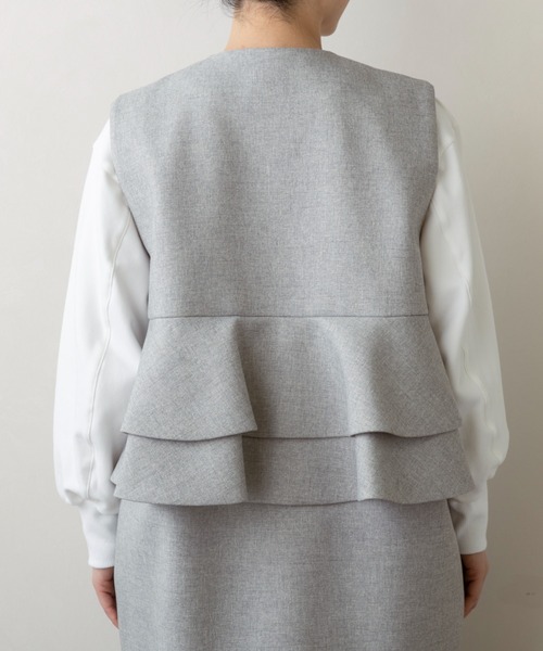 Sono(ソーノ)の「【新作2/20発売】【SONO/ソーノ】【SONO NAVY/ソーノネイビー】マシュマロホイップ・ロングジレ(ノーカラージャケット・レディース・グレー系その他/ネイビー・F)」の16枚目の写真