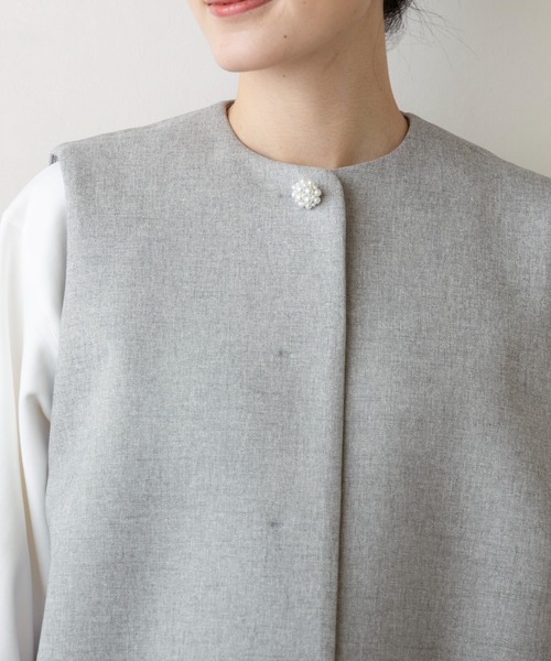 Sono(ソーノ)の「【新作2/20発売】【SONO/ソーノ】【SONO NAVY/ソーノネイビー】マシュマロホイップ・ロングジレ(ノーカラージャケット・レディース・グレー系その他/ネイビー・F)」の17枚目の写真