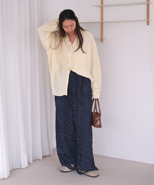 AKTE(アクテ)の「ボリュームレースワイドパンツ(その他パンツ・レディース・ホワイト/ネイビー・FREE/TALL)」の21枚目の写真