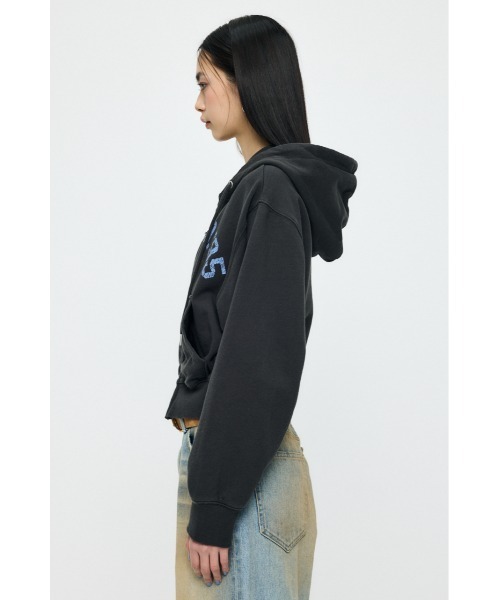 MOUSSY（マウジー）の「【26年SS新作】PHYS. ED. ZIP UP フーディ（スウェット・レディース・ライトブラック/ネイビー/杢グレー・FREE）」の9枚目の写真