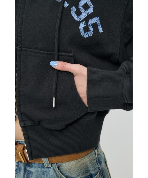 MOUSSY（マウジー）の「【26年SS新作】PHYS. ED. ZIP UP フーディ（スウェット・レディース・ライトブラック/ネイビー/杢グレー・FREE）」の13枚目の写真