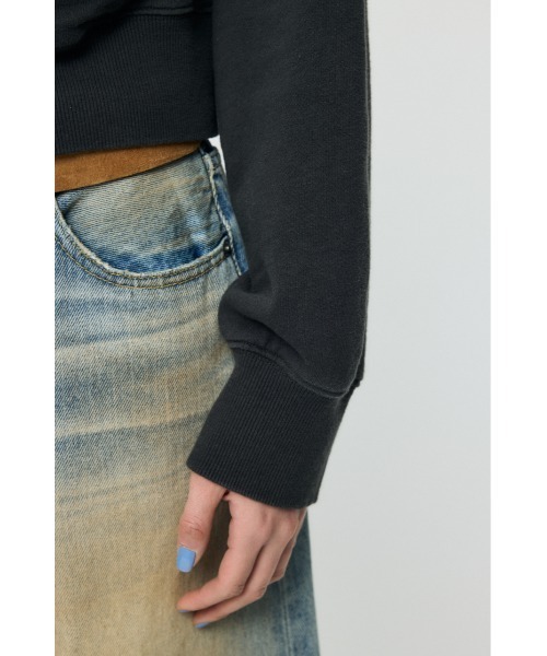 MOUSSY（マウジー）の「【26年SS新作】PHYS. ED. ZIP UP フーディ（スウェット・レディース・ライトブラック/ネイビー/杢グレー・FREE）」の14枚目の写真