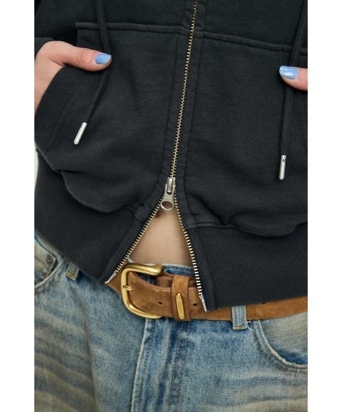 MOUSSY（マウジー）の「【26年SS新作】PHYS. ED. ZIP UP フーディ（スウェット・レディース・ライトブラック/ネイビー/杢グレー・FREE）」の15枚目の写真