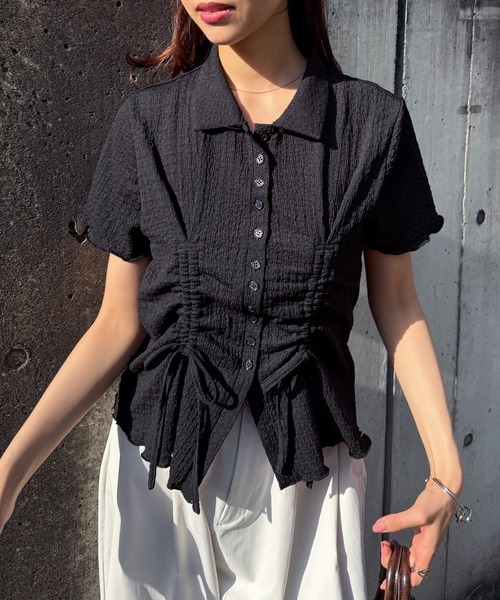 solleim(ソルレム)の「襟付きドロストデザイントップス(Tシャツ/カットソー・レディース・ブルー/アイボリー/ブラック・M/L)」の11枚目の写真