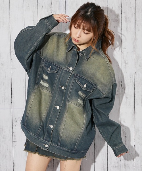 GORGE(ゴージ)の「《オーバーダイ×ダメージ加工》BIGデニムジャケット/オールシーズン/全2色(デニムジャケット・レディース・ベージュ/ブルー系・F)」の8枚目の写真