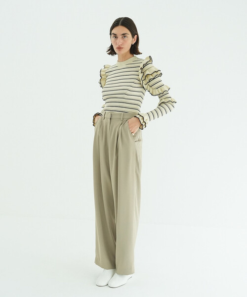セール】CLANE/クラネ FRILL SLEEVE KNIT TOPS/フリルスリーブニット