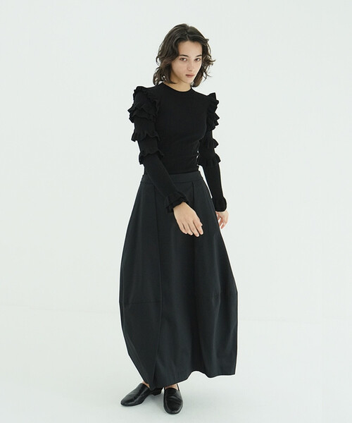 セール】CLANE/クラネ FRILL SLEEVE KNIT TOPS/フリルスリーブニット