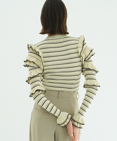セール】CLANE/クラネ FRILL SLEEVE KNIT TOPS/フリルスリーブニット