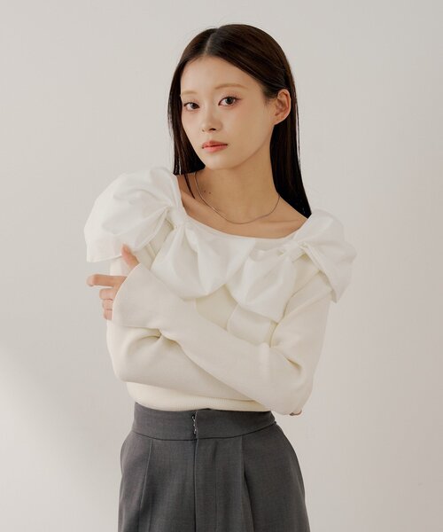♡リボンドッキングニット♡完売商品 SALON by Chico】ダブルリボンドッキングニット（ニット/セーター