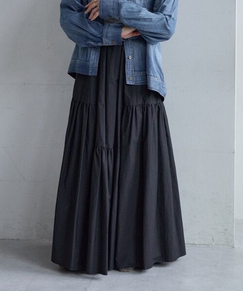 yae ボリュームタフタスカート 新品タグ付き　38 ブラック yae（ヤエ）の「Voluminous taffeta skirt/ボリュームタフタスカート