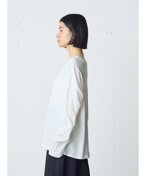 MidiUmi（ミディウミ）の「MidiUmi シアーワイドプルオーバー（Tシャツ/カットソー・レディース・オフホワイト/ブラック・FREE）」の7枚目の写真