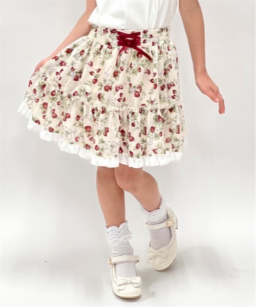 axes femme(アクシーズファム)の「いちご柄スカート(その他パンツ・キッズ・レッド/キナリ・LARGE/X-LARGE/MEDIUM)」の2枚目の写真