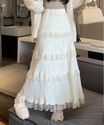 ワッシャーレースフリルティアードスカート
