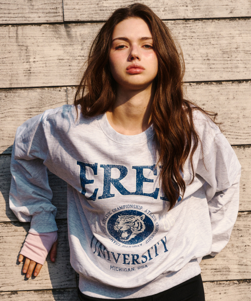 ERER(エルエル)の「Tiger Print Vintage Sweatshirt Melange Gray(スウェット・レディース・ライトグレー・2/1)」の2枚目の写真
