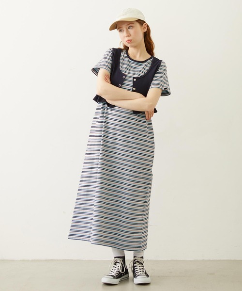 MILKFED.(ミルクフェド)の「TANK TOP AND STRIPED DRESS SET(ワンピース・レディース・ネイビー/ブラック/ライトブルー・ONE SIZE)」の1枚目の写真