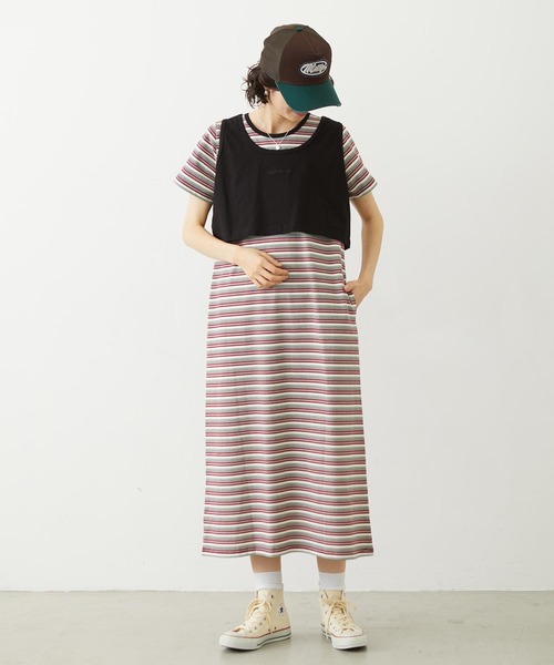 MILKFED.(ミルクフェド)の「TANK TOP AND STRIPED DRESS SET(ワンピース・レディース・ネイビー/ブラック/ライトブルー・ONE SIZE)」の2枚目の写真