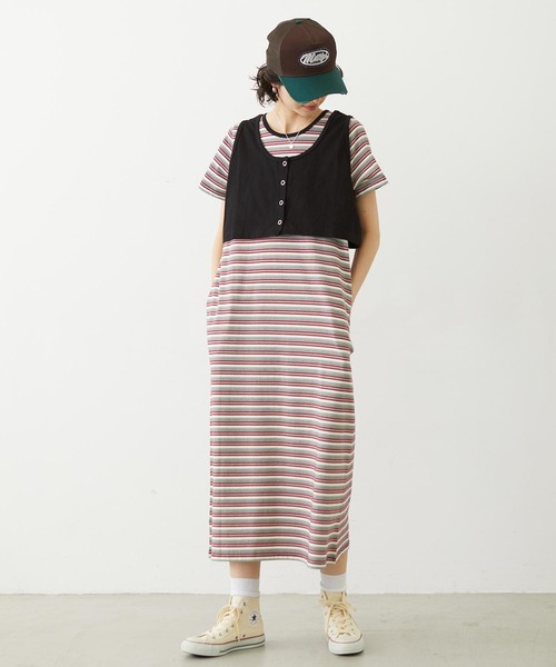 MILKFED.(ミルクフェド)の「TANK TOP AND STRIPED DRESS SET(ワンピース・レディース・ネイビー/ブラック/ライトブルー・ONE SIZE)」の11枚目の写真