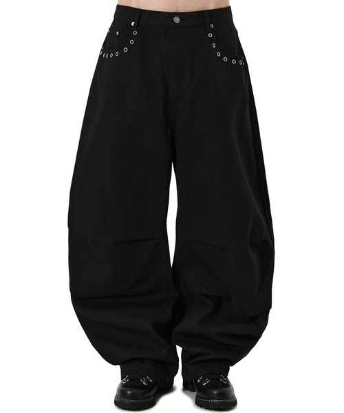 OY(オーワイ)の「『OY/オーワイ』BULLET TUCK WIDE VOLUME PANTS/ブレットタックワイドボリュームパンツ(デニムパンツ・メンズ・ブラック・L/M/S)」の2枚目の写真